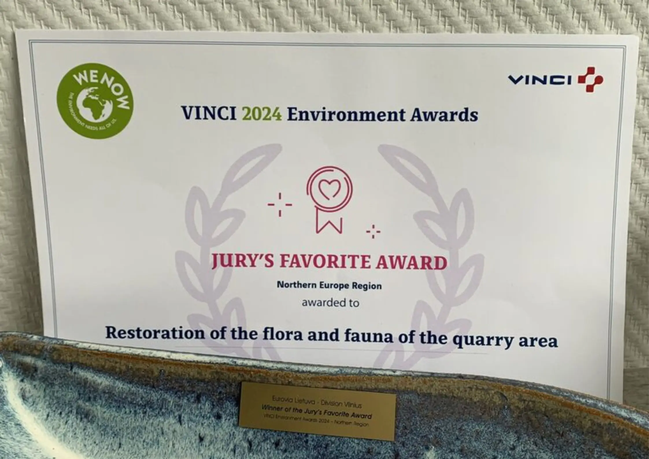 Member News | Eurovia received VINCI Environmental Award